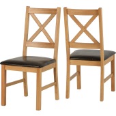 Portland Dining Chair Oak Varnish/Brown Pu